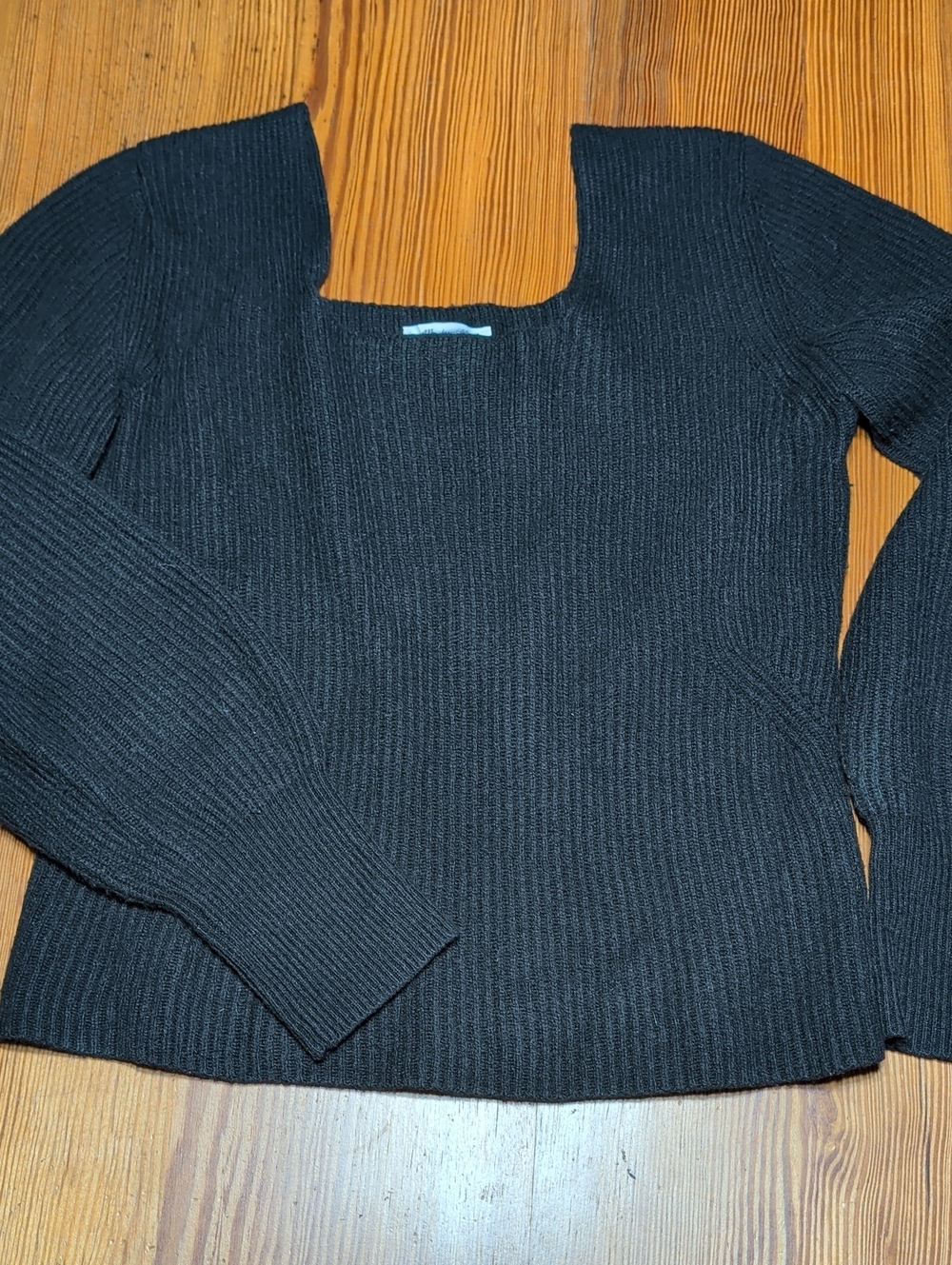 Black Madewell Soft Wool Square Neck Sweater Wool Cashmere Blend Size Large